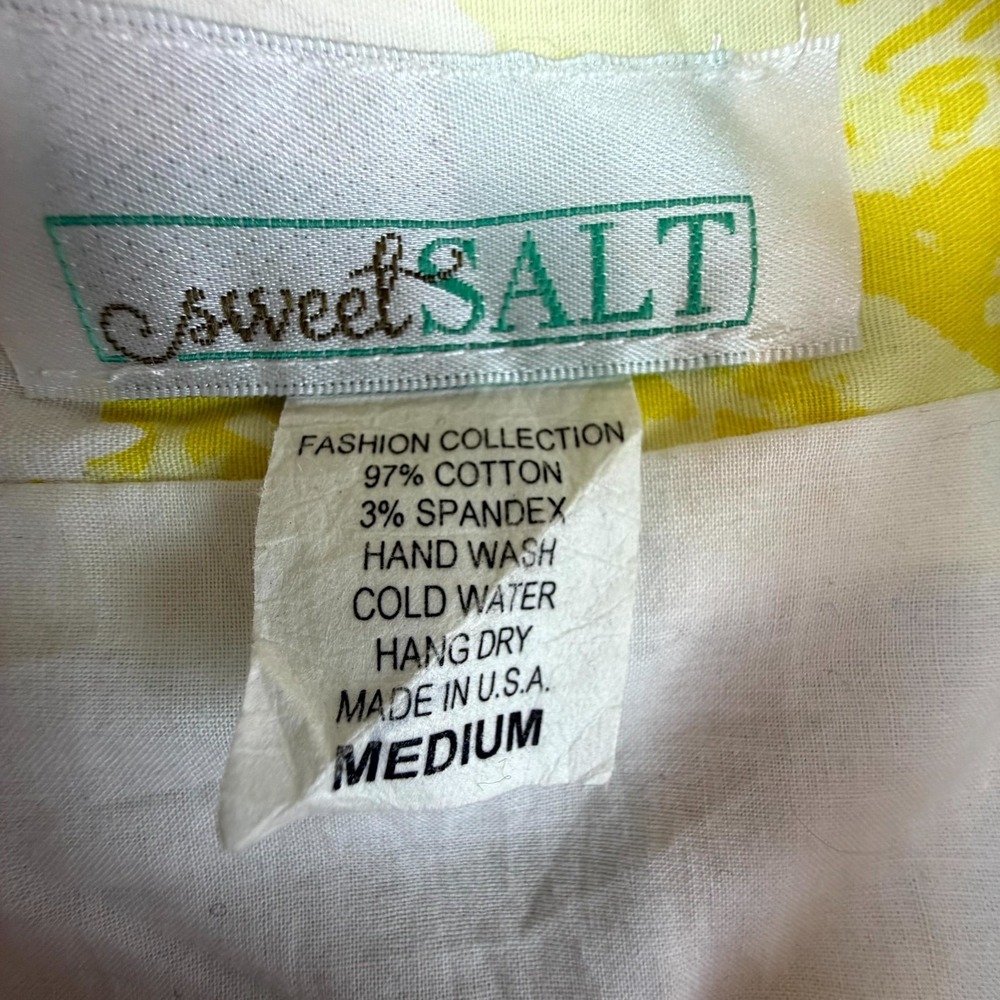 Sweet Salt Flare Skirts Womens Medium White Yellow Pink Floral Watercolor Artsy - Picture 5 of 5